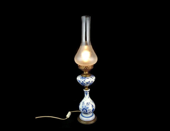 Handpainted Ceramic Table Lamp, Vintage Night Lamp