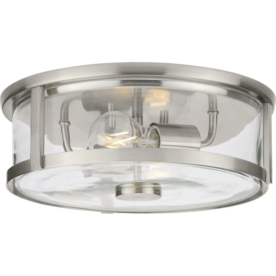Gilliam Collection 12-5 8 in. Two-Light Brushed Nickel New Traditional Flush Mount - 12.62 in x 12.62 in x 4.37 in