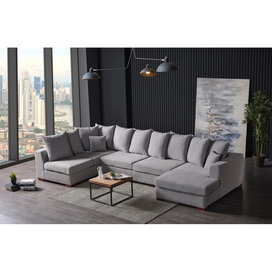 Modern XL Fabric Upholstery U-shaped Sectional Sofa