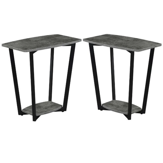 Graystone End Table with Shelf in Gray Wood Finish - Set of 2 - 54 x 84