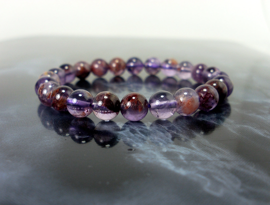 Chlorite Phantom Quartz Bracelet 8mm, Natural Gemstone Beads Women Men Stretch Bracelet, Genuine Healing Crystal +Gift Bag