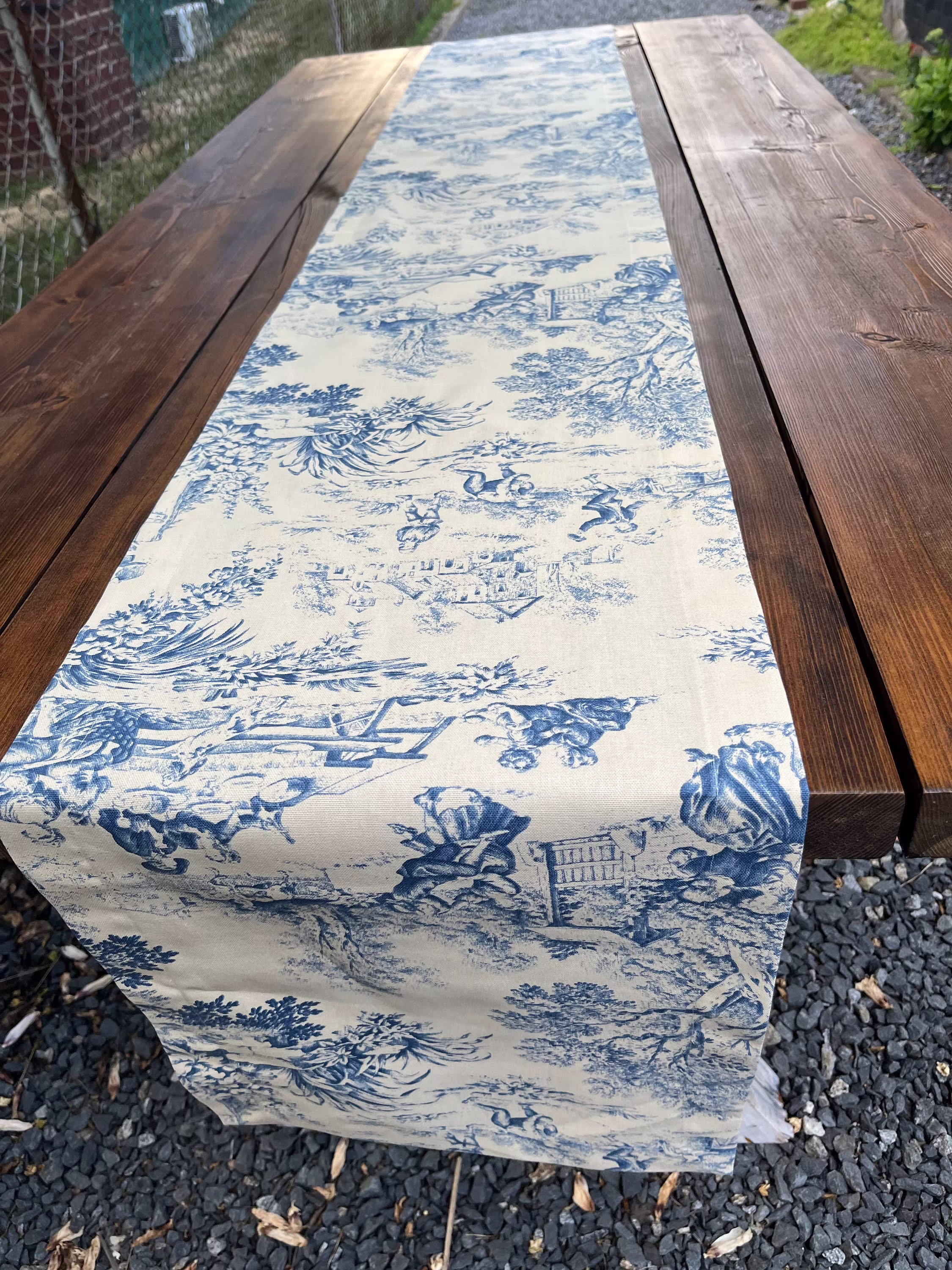 Blue Table Runner | Passover Toile French Country Hanukkah
