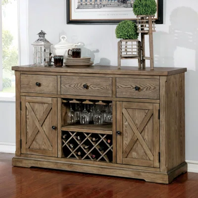 Debr 60" Wide 3 Drawer Ash Wood Sideboard