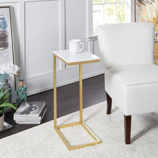 Silverwood Bryson C Table with White Faux Marble Top