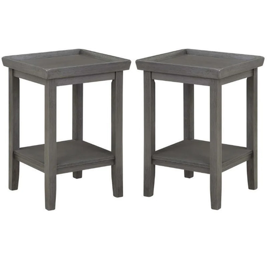 Ledgewood End Table with Shelf in Gray Wood Finish - Set of 2 - 54 x 84