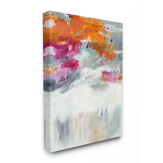 Porch & Den Bright Sky Grey Ground Orange and Pink Abstract Canvas Wall Art - Multi-Color