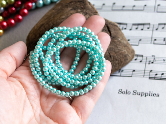 4mm Glass Pearl Beads in Sky Blue Color, High Quality With Smooth Finish & Lovely Weight, Small Faux Pearl, Diy Jewelry Making Supply