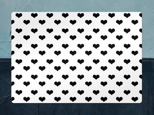 Black Heart Chair Mat, Protective White Splat Love Vinyl Floor Office Decor, Flooring, Comfort Splash Mat