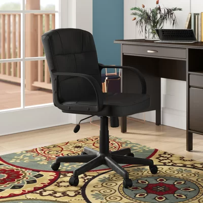 Carlota Mid-Back LeatherSoft Swivel Task Office Chair with Arms - Home Office