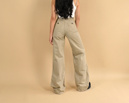 70S Xxs Size 22 Wide Leg High Rise Flare Beige Pants