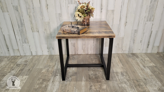 Reclaimed Wood End Table, Barnwood Night Stand, Rustic Bedroom Set, Solid Accent Square 24" Stand