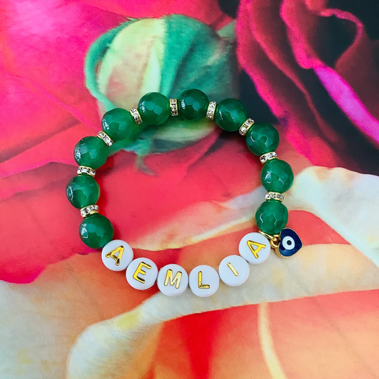 Baby Beaded Bracelet Green Agate Gemstone Little Kid Girl Or Boy Natural Stone Crystal Jewelry Classy Gift For Toddler