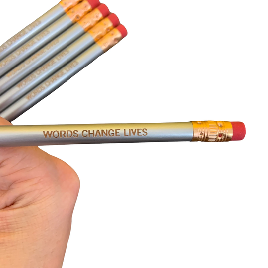 Words Change Lives 6 Pencils in Silver. Back To School Supplies. Gifts For Writers. Stocking Stuffers
