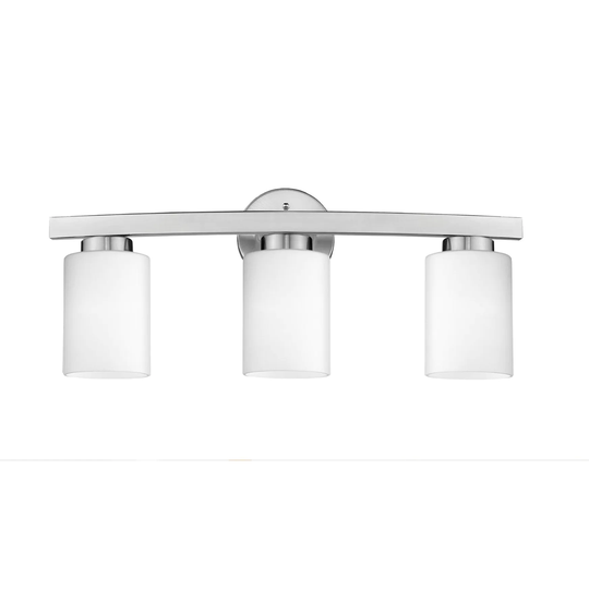 Favorite 3-light Nickel Bath Vanity Light Damp rated with White Glass