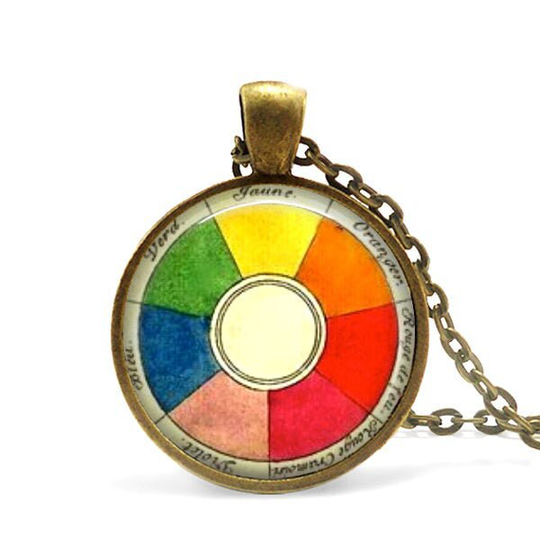 Color Wheel Necklace Or Keychain-Retro Artist Necklace-Vintage French Color Pendant Necklace-Artist Gift For Art Teacher-Keychain