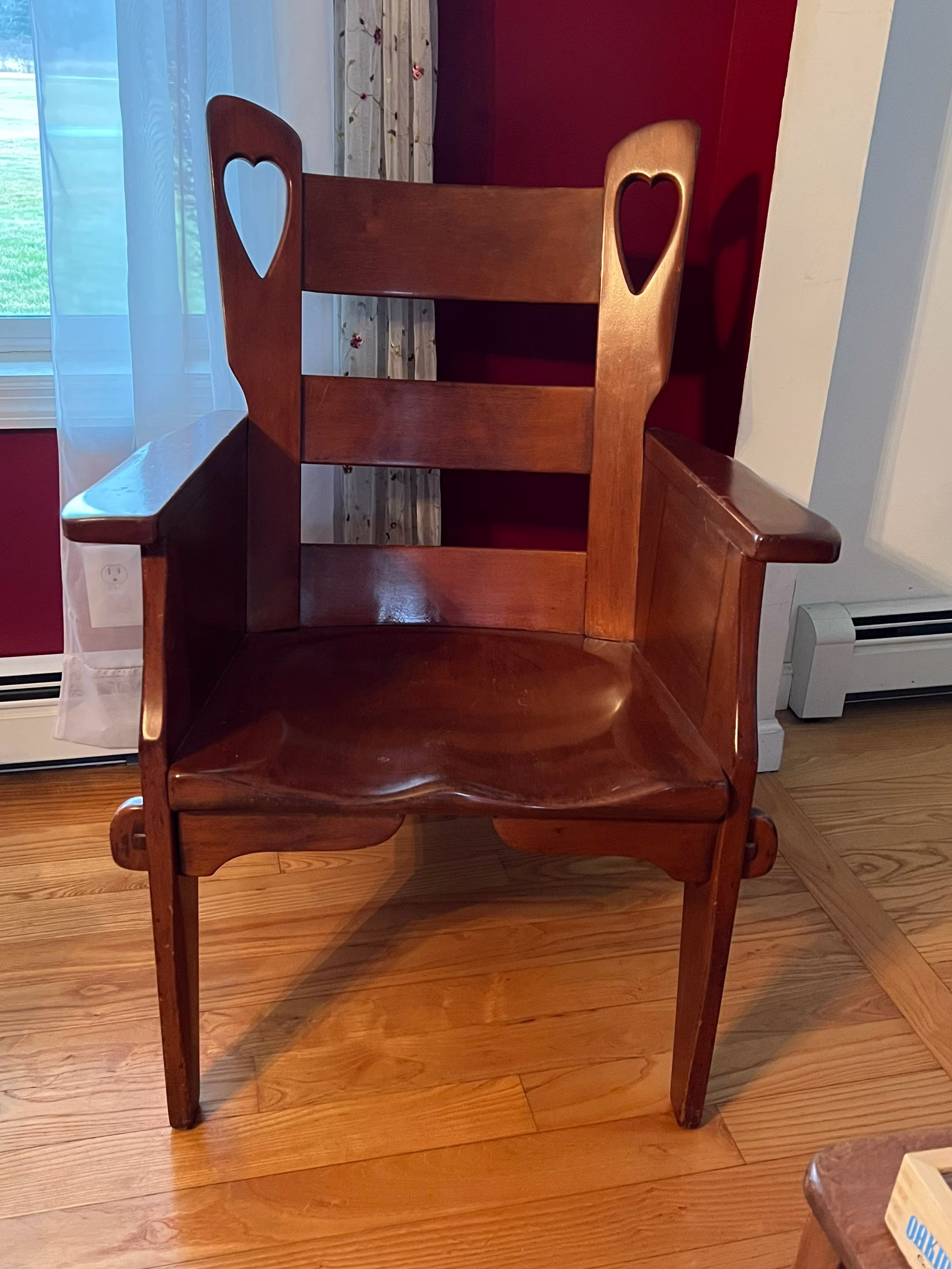 Cushman Colonial Creations Heart Back Slipper Arm Chair No. 4-181A Vintage Rustic Home Decor Lover Antiques And