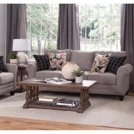 American Furniture Classics Model Linen Series Sofa with Four Accent Pillows