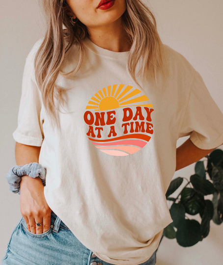 Comfort Colors One Day At A Time Shirt, Soft Cozy Oversized Retro Vintage T-Shirt, Gift Tshirt, Comfy Shirt