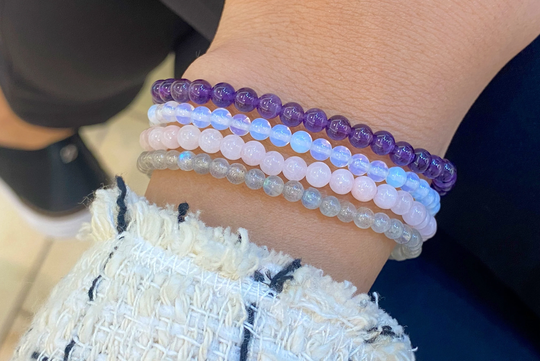 Men's Women's 4mm Natural Gemstone Bracelets, Amethyst, Rose Quartz, Moonstone, Labradorite Stone Bracelets, Handmade, Unisex