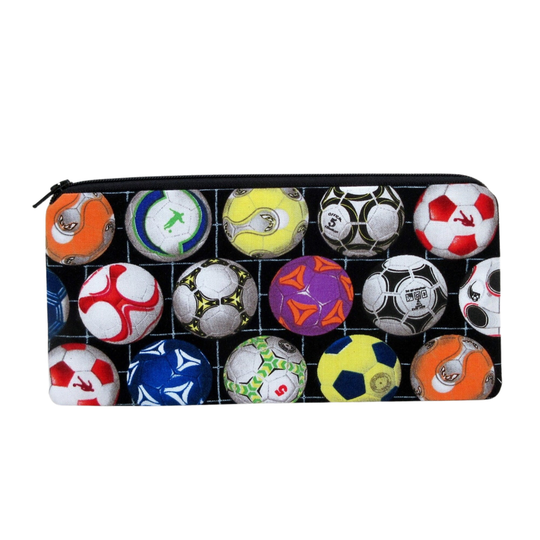 Soccer Balls Pencil Pouch, Long Zippered Bag