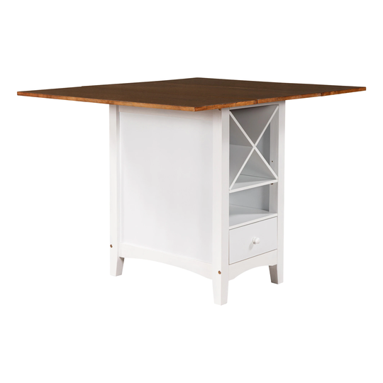 Farmhouse Wood Counter Height Dining Table with Drop Leaf