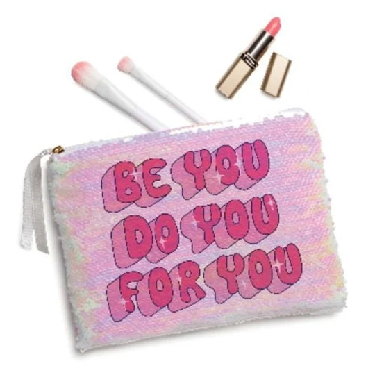 E2J Be You Do For Sequin Zipper Pouch, Personalized Gift, Back To School Supplies, Gift For Daughter, Pencil Case