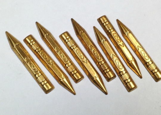 Vintage Brass Stamping School Pencil 49x7mm Pkg8 M112