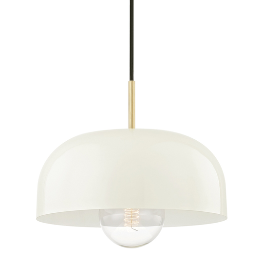 Mitzi by Hudson Valley Avery 1-light Aged Brass Large Pendant, Cream Metal