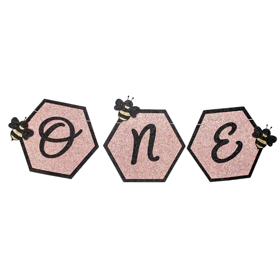First Birthday High Chair Banner, Glitter Bee Birthday, Theme Party