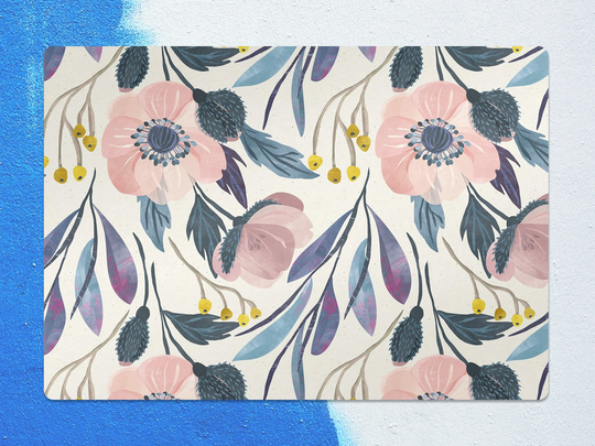 Field Flowers Chair Mat, Pink Splat Purple Vinyl Floor Plants Protective Pvc Area Rug, Housewarming Gift, Game Room Rug