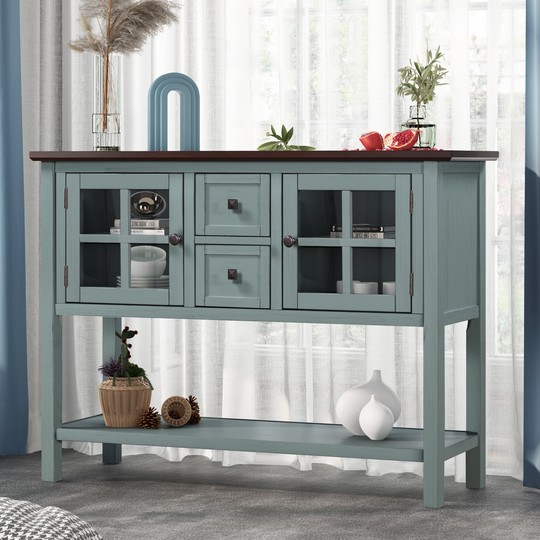 45'' Modern Sideboard Cabinet Side End Table Sofa Table Console Table with 2 Drawers& 2 Cabinets &1 Shelf