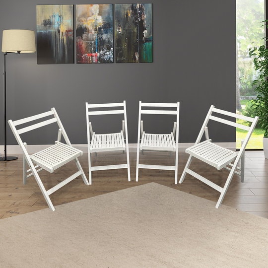 Living Room Accent Chair Solid Wood Folding Chair (Set of 4) & Comfortable Open Back