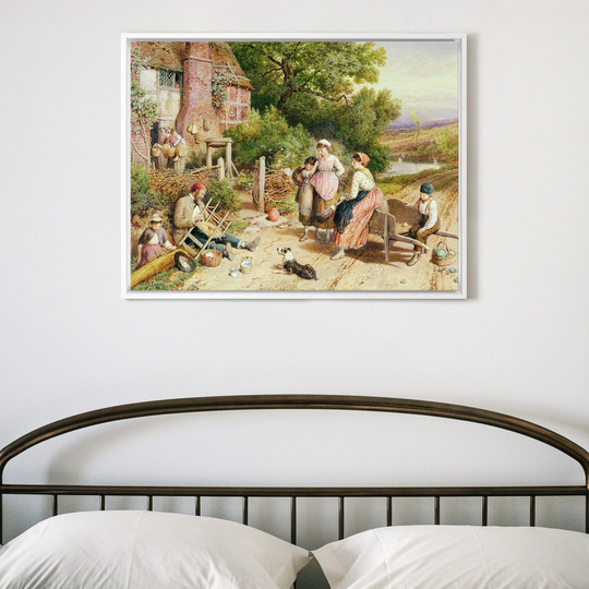 Myles Birket Foster, Travelling Chair Mender & Pedlar With Baskets Near Witley, Surrey, Large Wall Art, Framed Art, Canvas Art, M4656