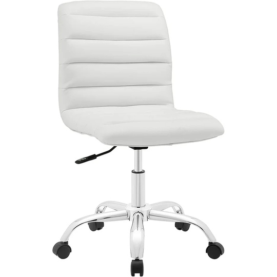 Armless Mid Back Swivel Conference Office Chair In White