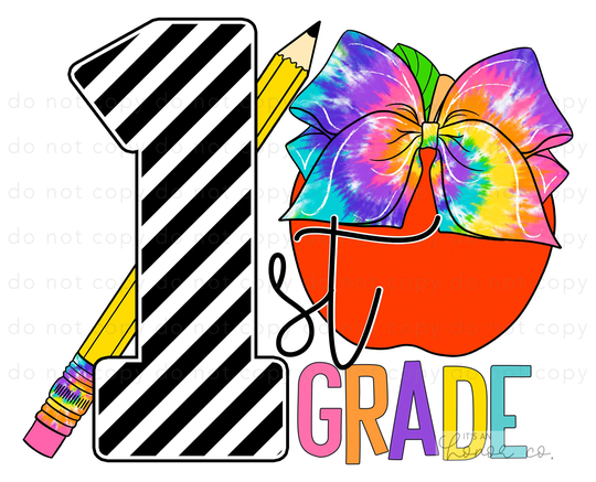 Sublimation Transfer Ready To Press/1st Grade Back School Teacher First Pencil Apple