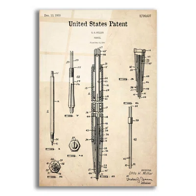 Mechanical Pencil Patent Parchment - Unframed Drawing Print