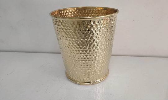 Brass Bathroom Storage Basket Hammered Waste Paper Trash Can/Toilet Decorative - Bathroom Accessories