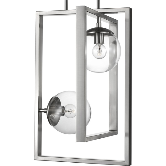 Atwell Collection Brushed Nickel Two-Light Pendant - 23.620" x 16.340" x 16.340"
