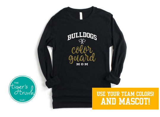 Personalized Color Guard, Flag Corp, Marching Band Shirts, Colorguard Gifts, Mom, Mascot Game Day Shirt, Long-Sleeve Shirt