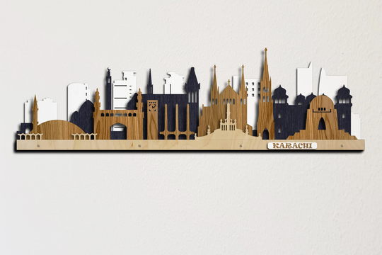Karachi Skyline Big Colored Detailed 3D Wooden Cityscape Layered Laser Cut Large Wall Art Free Express Shipping