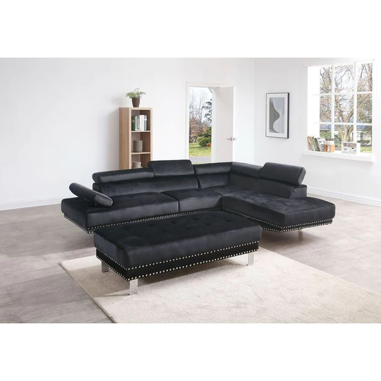 Derek Velvet Sectional Sofa
