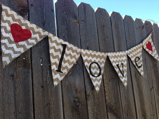 Valentine Garland, Love Bunting, Valentines Banner, Day Decor, Burlap Photo Prop