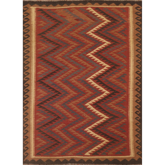 Reversible Kilim Oriental Area Rug Flat-weave Multi-Color Wool Carpet - 5'0" x 6'7"