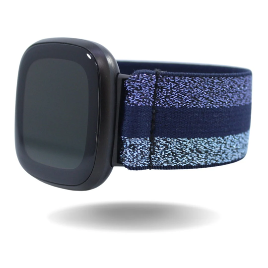 Elastic Fitbit Sense/Versa 3 Watch Band | Purple Silver Grey Glitter Metallic Woven Handmade Loop