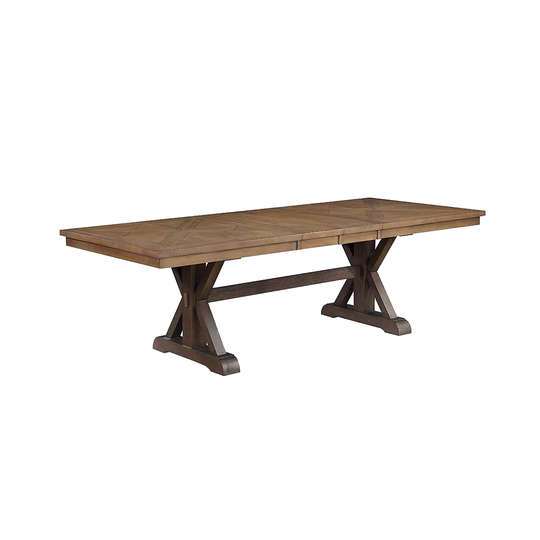 Rectangular Dining Table in Rustic Brown and Oak Finish