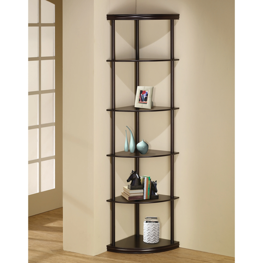 Cappuccino 5-shelf Corner Bookcase