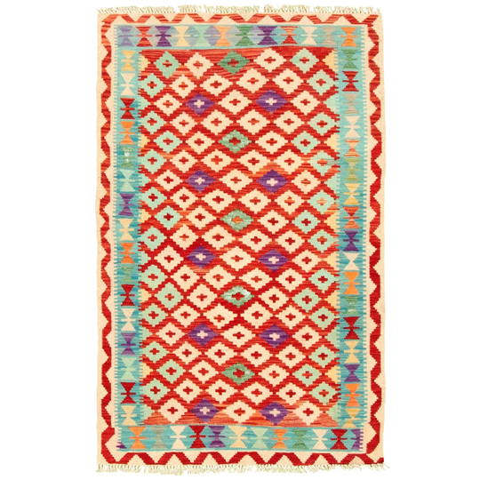 ECARPETGALLERY Flat-weave Bold and Colorful Multi Color Wool Kilim - 3'2 x 5'1