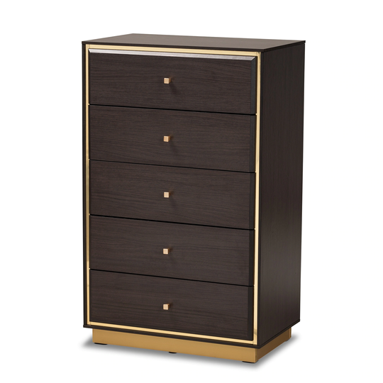 Cormac Transitional Wood/ Metal 5-Drawer Storage Chest-Brown