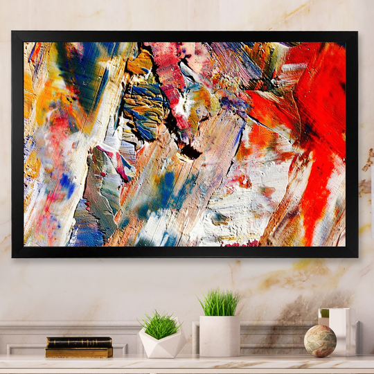 Designart 'Colorful Abstract Painting Strokes VIII' Modern Framed artwork