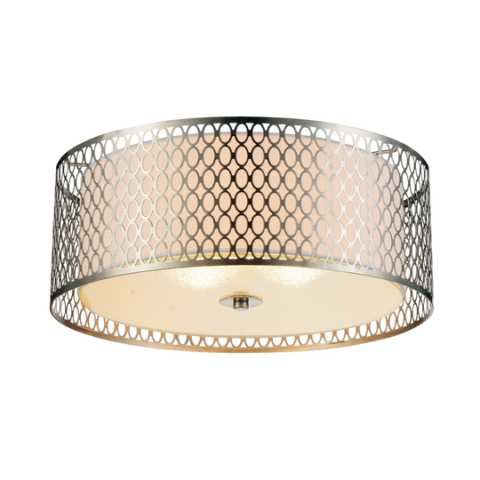 Guisseppe Lighting Three Light Flush Mount Mikayla Satin Nickel - Exact Size
